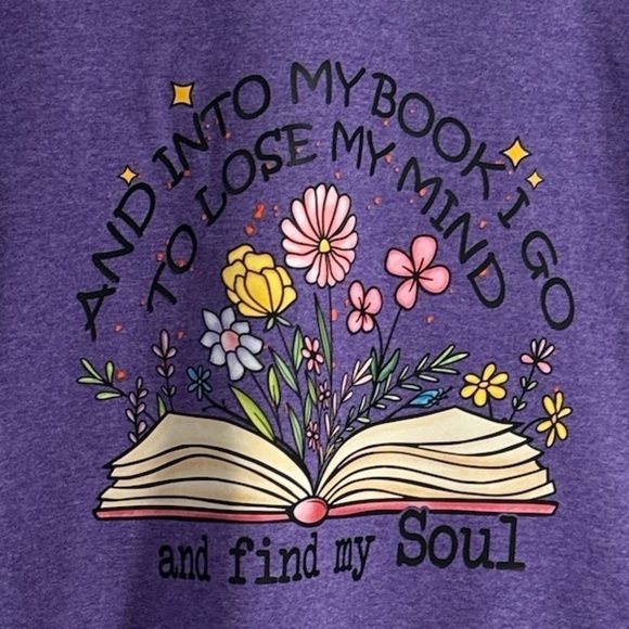 Book shirt small woman 100% cotton purple bookworm handmade NEW - Picture 2 of 4